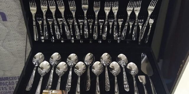 Faqueiro Maresias Aço Inox com Estojo de Madeira, 76 Peças, Prata, Tramontina