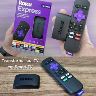 Roku Express – Streaming player Full HD, Transforma sua TV em Smart TV, Com controle remoto e cabo HDMI incluídos