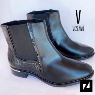 Bota Chelsea Vizzano Croco Feminina – Preto