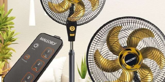 Ventilador de Coluna, Air Timer Style TS+, Preto/Dourado, 110v, Mallory