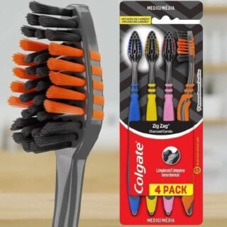 Escova Dental Colgate ZigZag Carvão 4 unid, Preto
