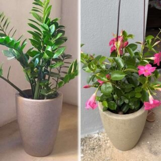 Vasart Malta Vaso de Flores Redondo, Granito Areia, 34x27cm ou Cone, Granito Areia, 30x40cm