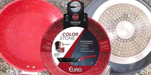 Frigideira 20 cm ColorStone de alumínio com antiaderente Titânio Euro Home