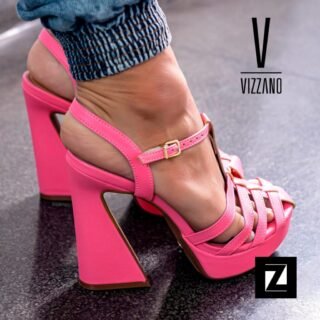 Sandália Meia Pata Vizzano Salto Vírgula Alto Feminina – Rosa
