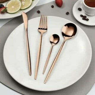 Jogo De Talheres Para Jantar Faqueiro Luxo Aço Inoxidável 24 Peças Rose – Modus