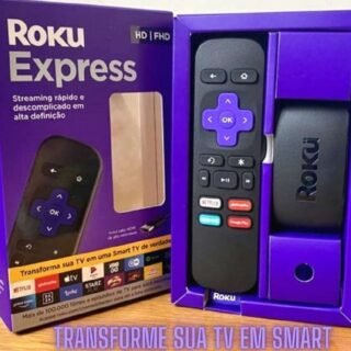 Roku Express Streaming Player Full HD – com Controle Remoto e Cabo HDMI