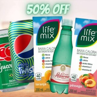 Bebidas com 50% de desconto na 2ª unidade
