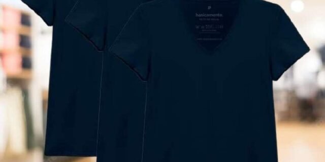 Kit 3 Camisetas Babylook Básicas Gola V, Basicamente, Feminina