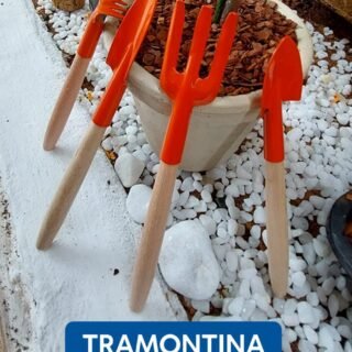 Conjunto Para Jardinagem Tramontina Metálico Com Cabo De Madeira 4 Peças