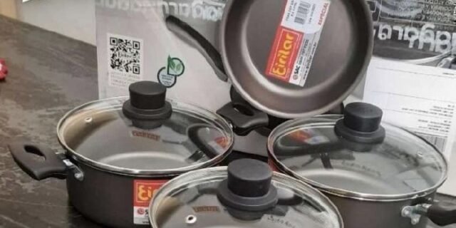 Jogo de Panelas Eirilar Antiaderente de Alumínio – Grafite 4 Peças