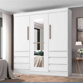 Guarda-roupa Casal com Espelho 3 Portas 6 Gavetas – E77020 Miami