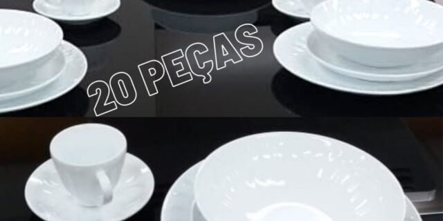 Aparelho de Jantar Chá 20 Peças Haus de Cerâmica – Branco Redondo Decorato