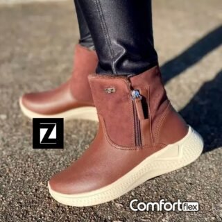 Bota Comfortflex Cano Médio Zíper Lateral Feminina (2 Cores)