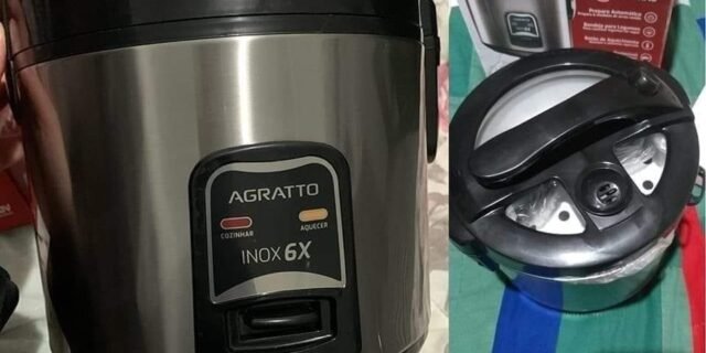 PANELA ELETRICA ARROZ INOX E VISOR VIDRO PAI6X 127V AGRATTO