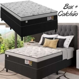 Cama Box Casal (Box + Colchão) – Plumatex Molas Ensacadas Alfa