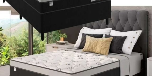 Cama Box Casal (Box + Colchão) – Plumatex Molas Ensacadas Alfa