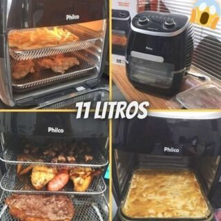 Fritadeira Elétrica Philco Air Fry Oven Sem Óleo PFR2000P 11L – Preto/Inox
