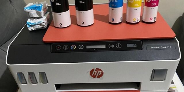 Multifuncional HP Smart Tank 514 – Tanque de tinta (3YW74A), Branco/Vermelho