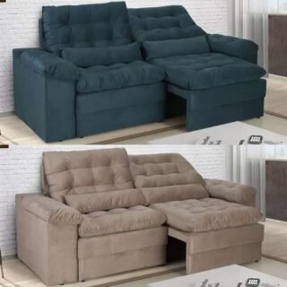 Sofá Retrátil Reclinável 4 Lugares Velosuede – Cristal Next Sofás