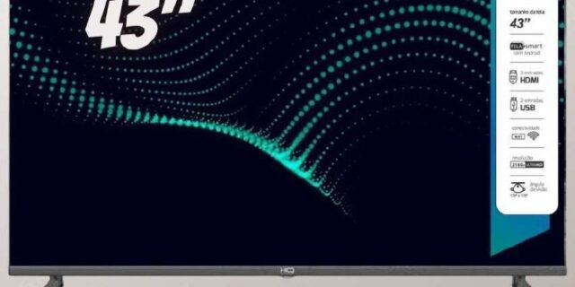 Smart TV LED 43″ HQ Conversor Digital Externo 3 HDMI 2 USB WI-FI Android 11 Design Slim