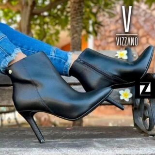 Bota Cano Curto VIZZANO Bico Fino Lisa Feminina