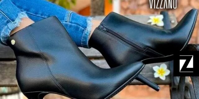 Bota Cano Curto VIZZANO Bico Fino Lisa Feminina