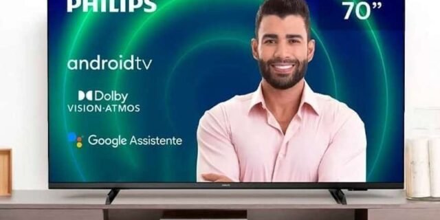 PHILIPS Android TV 70″ 4K 70PUG7406/78, Assistant Built-in, Comando de Voz, Dolby Vision/Atmos, VRR/ALLM, Bluetooth 5.0