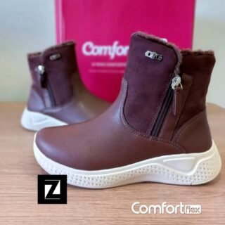 Bota Comfortflex Cano Médio Zíper Lateral Feminina