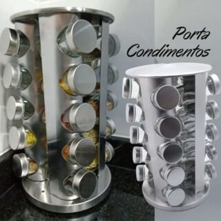 PORTA TEMPEROS CONDIMENTOS REDONDO INOX 20 POTES (Inox)