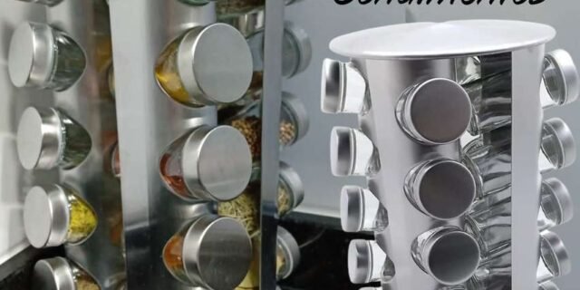 PORTA TEMPEROS CONDIMENTOS REDONDO INOX 20 POTES (Inox)