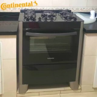 Fogão 5 Bocas Continental Automático Prata com Mesa de Vidro Temperado (FC5VS) – Bivolt