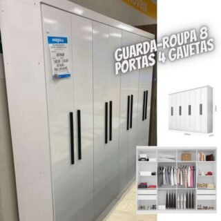 Guarda-roupa 8 Portas 4 Gavetas – Araplac Porto (5 Cores)
