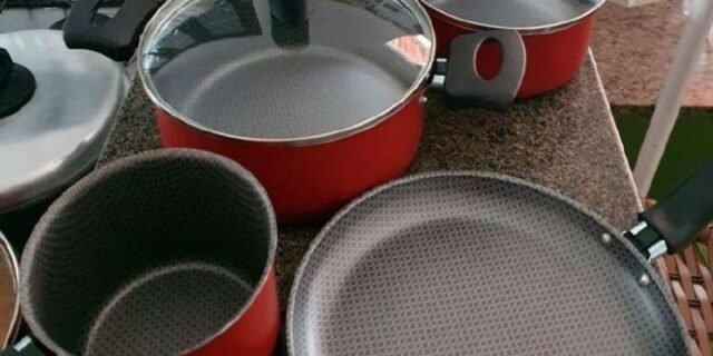 Conjunto de Panelas 5 Peças Alegrete Basic em Alumínio (Vermelho ou Cinza)