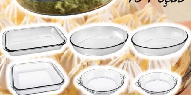 Conjunto de Travessas Refratárias Marinex em Vidro – 10 Peças