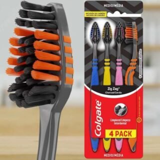 Escova Dental Colgate ZigZag Carvão 4 unid, CN07784A, Preto