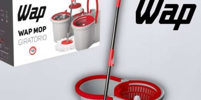 WAP MOP GIRATÓRIO Esfregão Multiuso para Limpeza Balde Centrífuga 14 Litros 360°