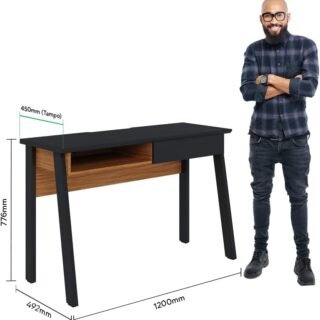 Escrivaninha Bancada de Estudo Click 120 – Preto Fosco/Noce Milano