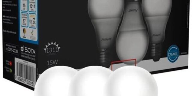 KIT COM 3 LÂMPADAS LED BULBO 15W BIVOLT 6500K Branco Frio AVANT