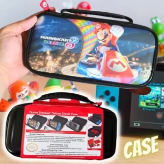 Estojo de transporte de luxo oficialmente licenciado para Nintendo Switch Mario Kart 8 – Estojo de viagem protetor de luxo com suporte de visualização ajustável