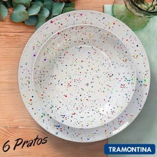 Kit Prato Fundo Tramontina Confetti em Porcelana Decorada 21 cm 06 Peças