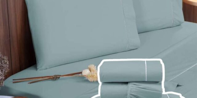 Jogo Lençol Percal 400 Fios Ponto Palito Cama Queen 4 peças (4 Cores)