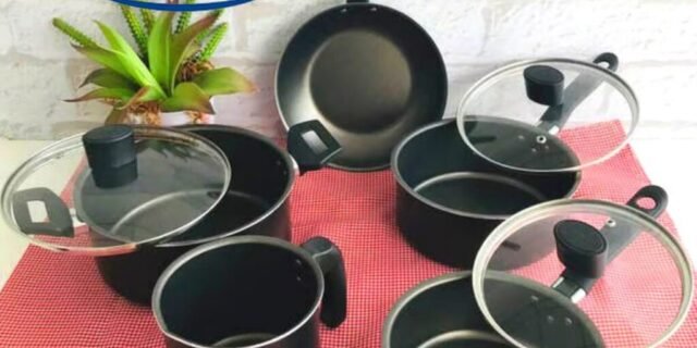 Conjunto de Panelas 5 Peças Brinox Ebony em Alumínio com Revestimento Antiaderente Preto