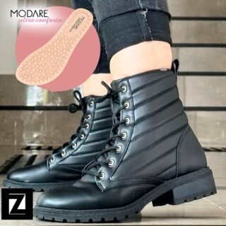 Bota Coturno Cano Curto Modare Matelassê Tratorado Feminina