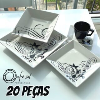 Aparelho de Jantar e Chá Oxford Porcelanas Collection Quartier Tatoo 20 Peças