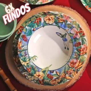 Conjunto de Pratos Fundos Porto Brasil Mônaco Nectar Estampado – 6 Peças