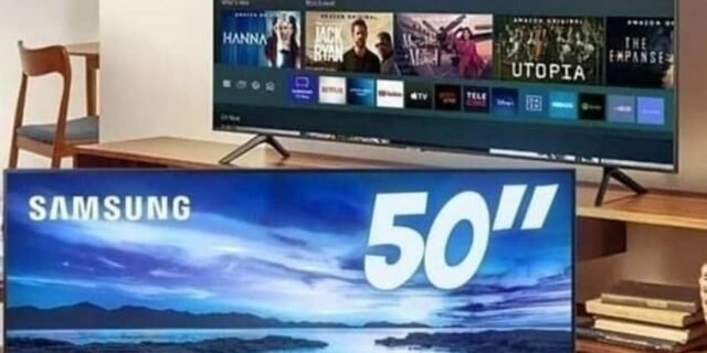 Smart TV LED 50″ 4K UHD Samsung UN50AU7700GXZD – Wifi, HDMI