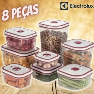 Jogo de Potes de Plástico Hermético Electrolux – com Tampa Quadrado 8 Peças