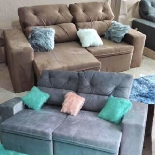 Sofá Retrátil Reclinável 3 Lugares Suede – Bipartido Phormatta Evolution SMP