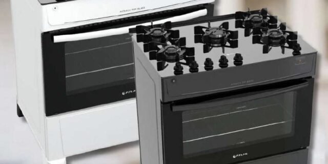 Fogão de Piso Atlas 5 Bocas Mesa Vidro Top Glass