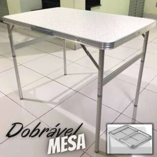 Mesa Dobrável De Alumínio Com Tampo De Mdf, 60 cm x 45 cm, Palisad